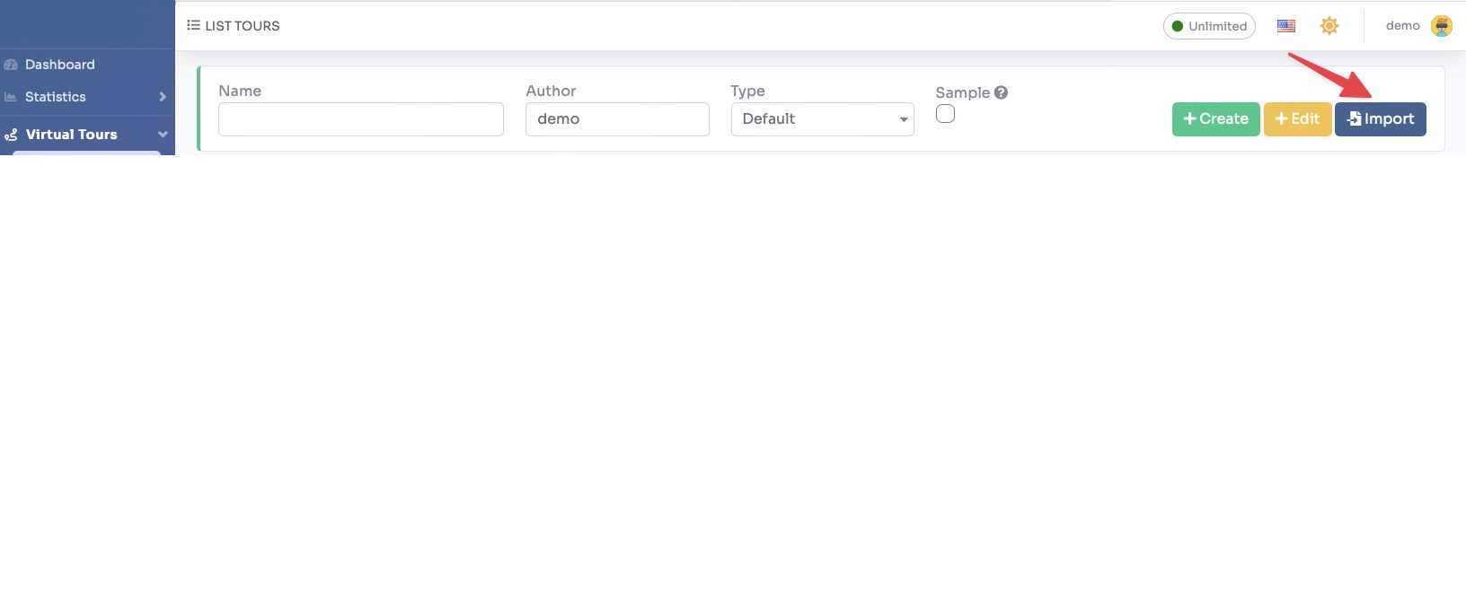 Import tour file selection