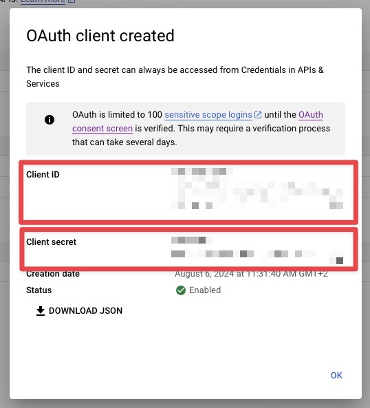 Client ID field